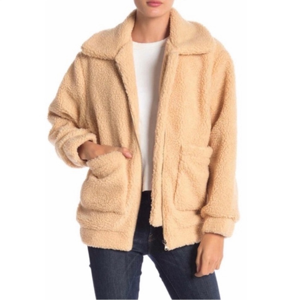 Zaful Jackets & Coats; Zaful Teddy Sherpa Jacket; Cream/Tan; Medium View 3